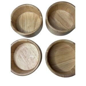 Vintage Wooden Bowls Farmhouse 6" Salad Bowls Set Of 4